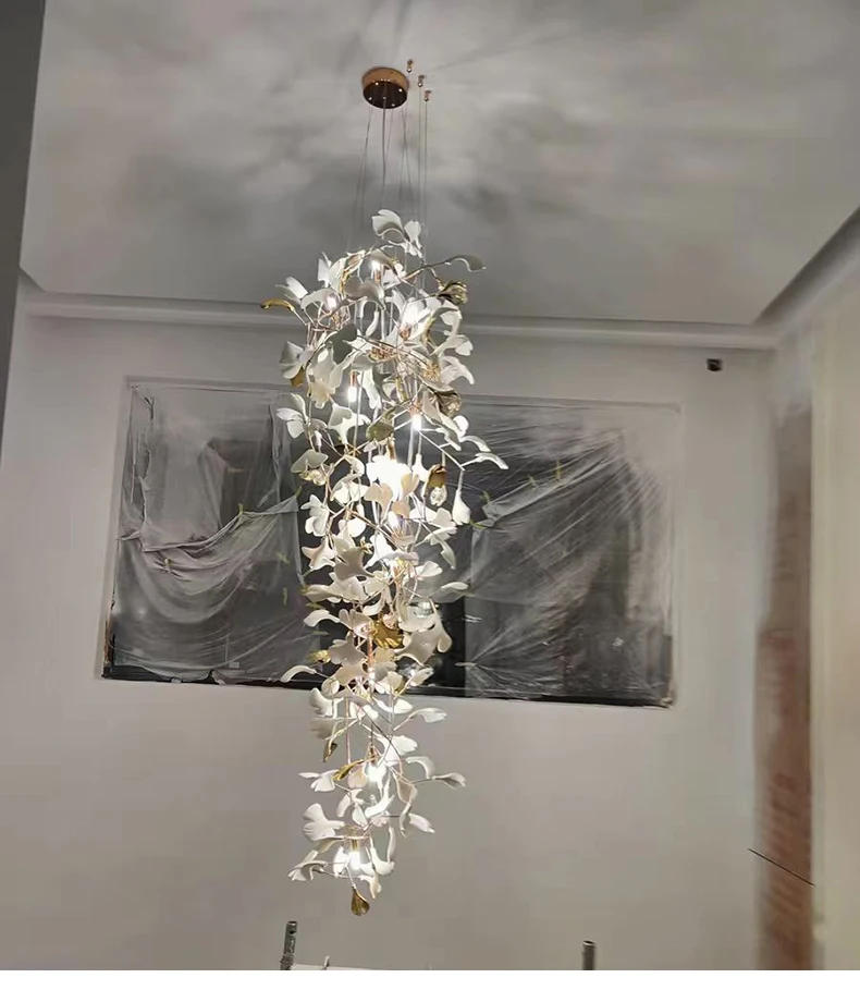 Description Picture 5 of itemModern LED Pendant Lights Home Decoration Bedroom Dining Living Room Ceiling Chandelier Ginkgo Leaf Art Long Lighting Fixtures