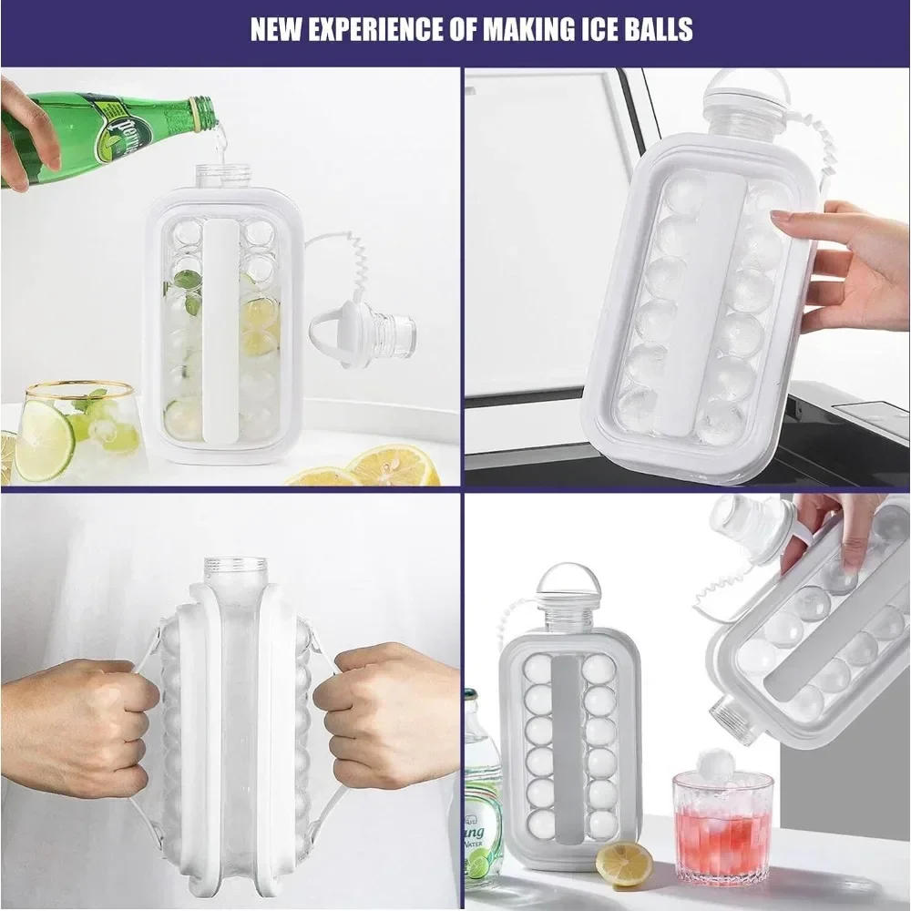 Description Picture 5 of itemPortable 2-in-1 Folding Ice Maker Water Bottle Creative Ice Cube Mold Kitchen Bar Gadgets Ice Hockey Lattice Making Tool Kettle