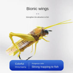 1 Pcs Bass Lure Insect Fishing Lures Fishing Tackle Squid Simulation Grasshopper Fishing Bait Road 2# 6# Hard Artificial Baits