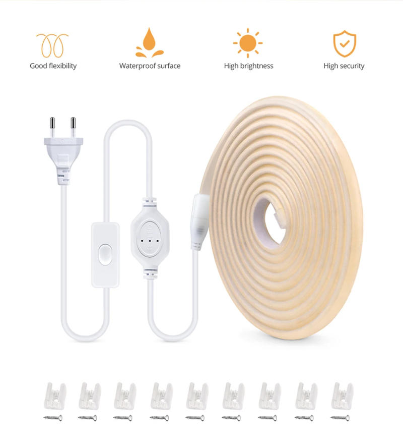 Description Picture 3 of itemSuper Bright AC 220V 110V COB LED Strip Ceilings Walls Backlight Lighting with Switch Garden Lights Christmas Holiday Room Decor