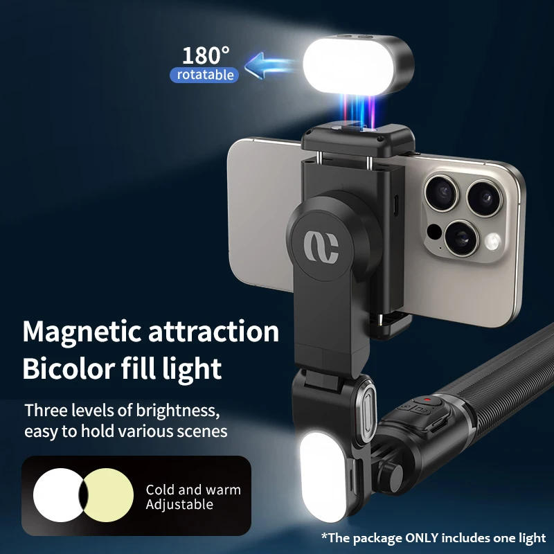 Description Picture 6 of itemAOCHUAN 1-Axis Handheld Gimbal Stabilizer Selfie Stick Tripod with Fill Light AI Face Tracking Gesture Operation Multipurpose
