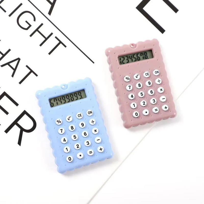 Description Picture 5 of itemMini Digit Calculator Portable Kawaii Pocket Square Cute Biscuit Shape Display Candy Color Cartoon Creative Office Supplies