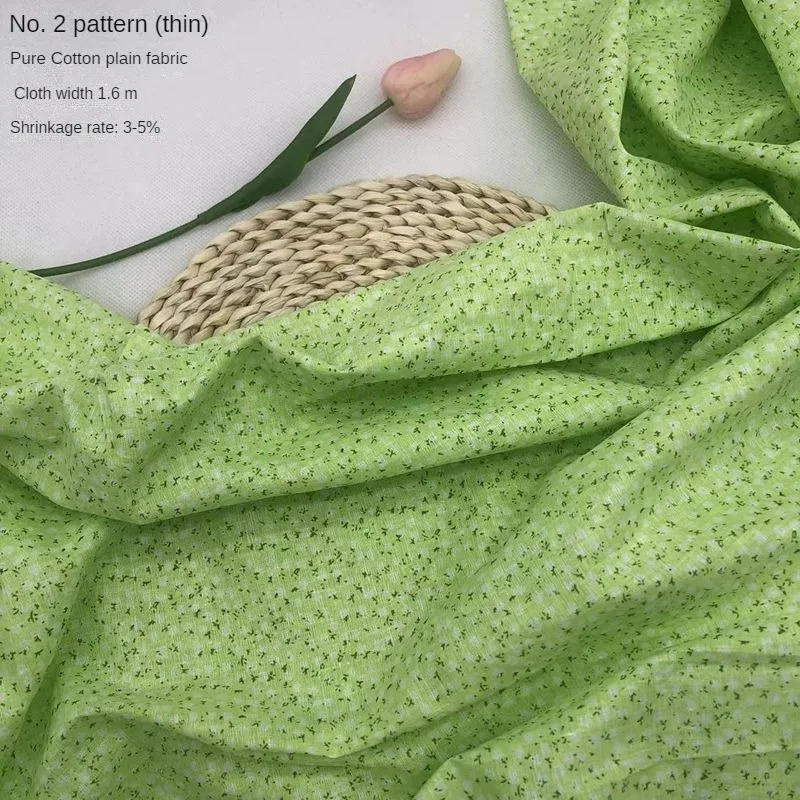 Description Picture 6 of itemPrinted Pure Cotton Fabric By The Meter for Dresses Pajamas Sewing Dots Flower Soft Floral Pattern Textile Thin Breathable Green