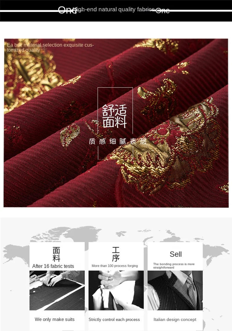 Description Picture 3 of itemBusiness Men's Groomsmen Blazers Trousers Groom Wedding Dress Banquet Solid Color Slim Fit Suit Jacket Coat Vest Pants Set 3 Pcs