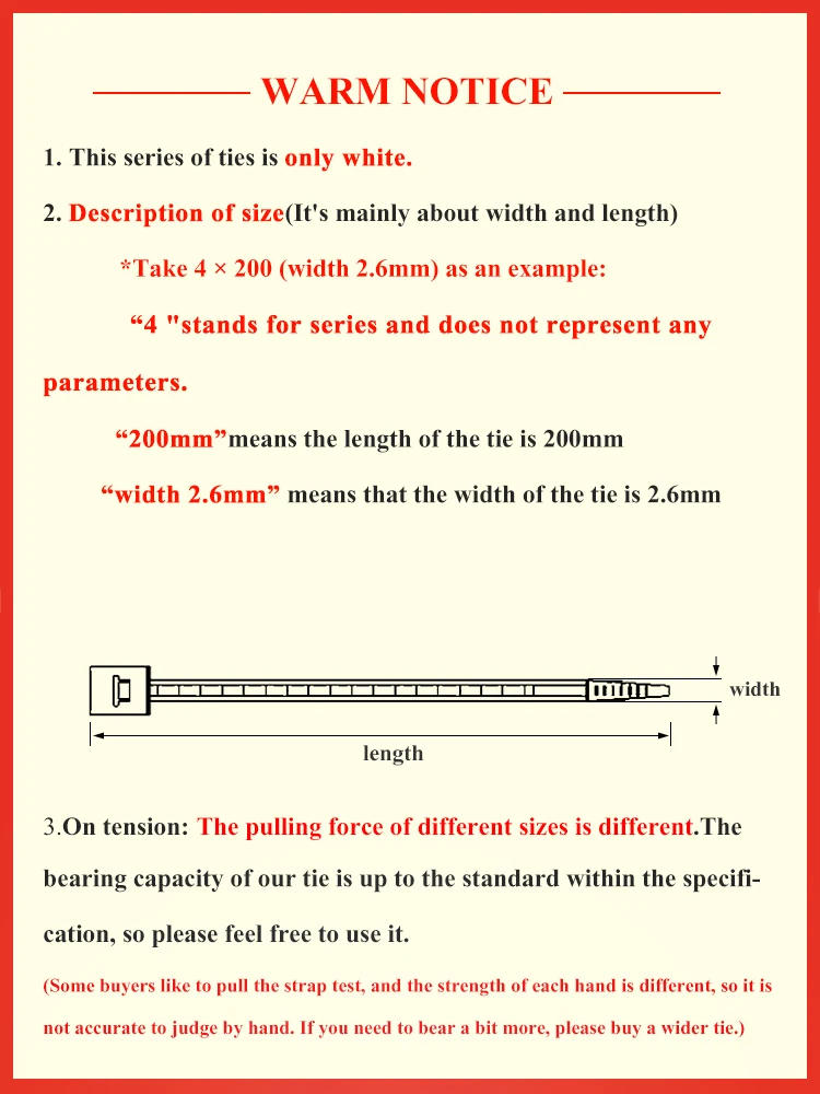 Description Picture 2 of item250pcs Zip Ties Self-locking Plastic Reusable Cable Nylon Cable Tie Rope 100 Pieces Black Fastening Ring Industriali Organizer