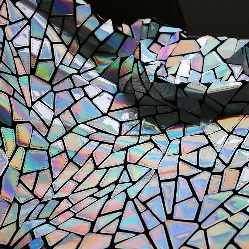 Description Picture 5 of itemSymphony Gradient Mirror Leather Fabric Geometric Pattern Artificial Pu Clothing Jacket Background Designer Fabric Sold By Yard