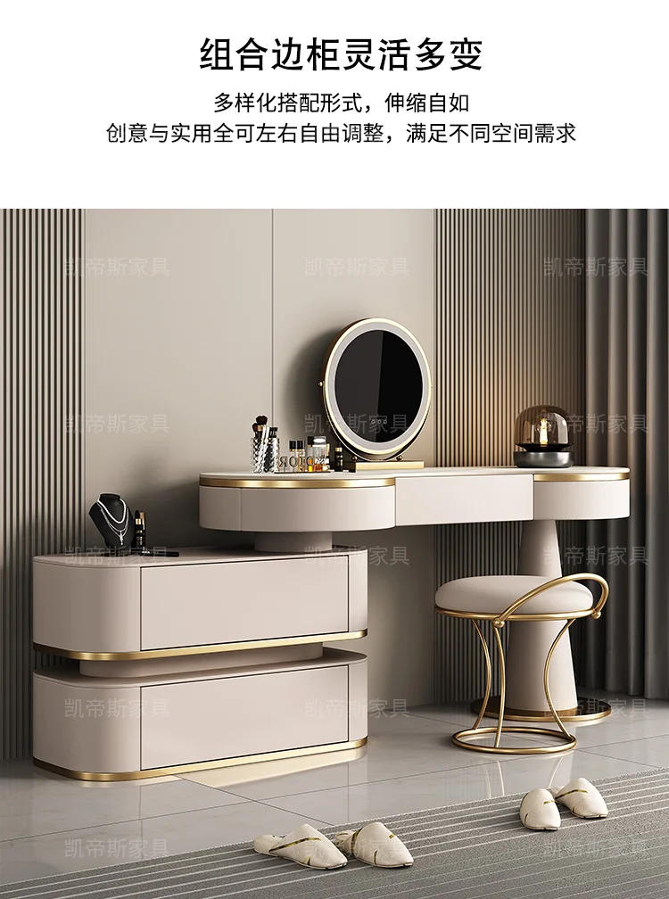 Description Picture 6 of itemAesthetic Storage Dresser Luxury Desing Led Light Mirror Kawaii Dressing Table White Aesthetic Comoda Pra Quarto Salon Furniture