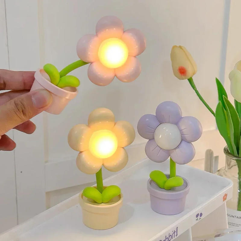 Description Picture 4 of itemMini LED Flower Night Light Cute Small Table Lamp Desktop Ornament Bedside Bedroom Ambient Lights Children Toy Kids Holiday Gift