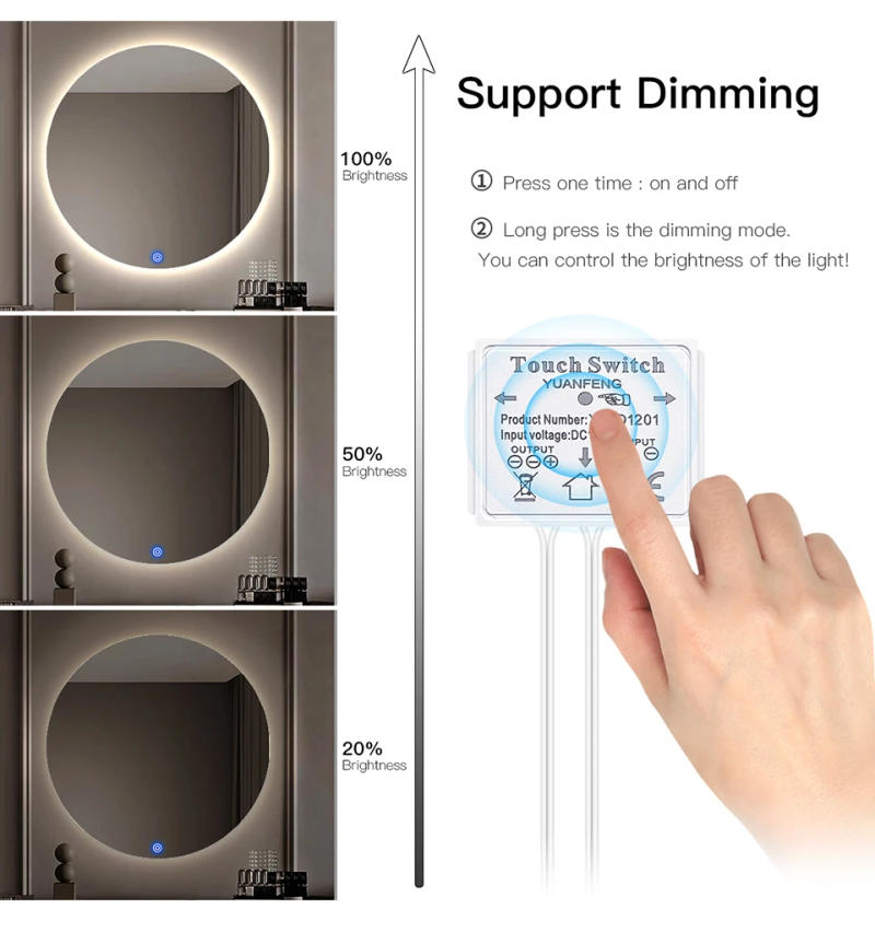 Description Picture 5 of itemLED Strip Light For Makeup Mirror Backlight USB 5V COB Lights For Vanity Bathroom Mirror Lighting With Touch Dimmable Switch