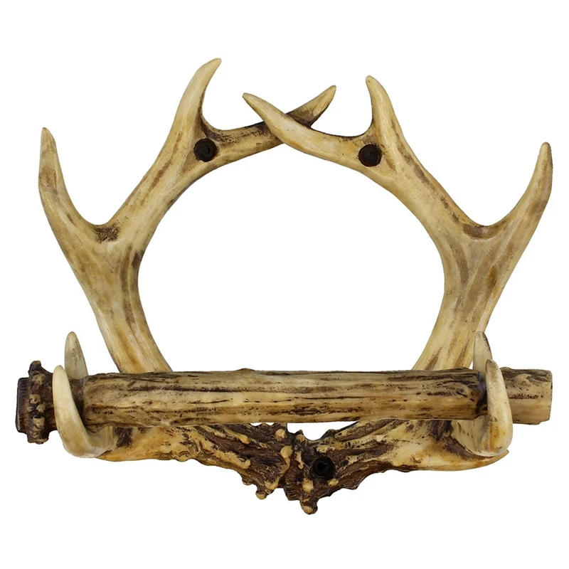 Description Picture 2 of itemRustic Deer Antler Wall Mounted Toilet Paper Holder American Country Resin Crafts Paper Towel Rack For Home Decorations
