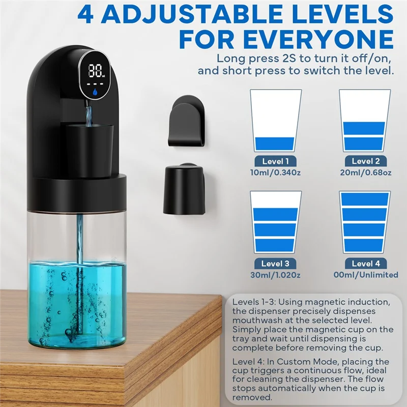 Description Picture 6 of itemB89B-Wall Mounted Auto Mouthwash Dispenser For Home Kids Automatic Mouthwash Dispenser Black