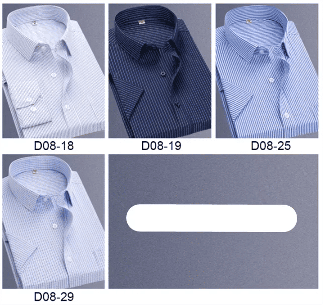 Description Picture 4 of itemSummer New Men's Short Sleeved Striped Shirt White/blue/purple Fashionable Men's Business and Social Formal Shirt