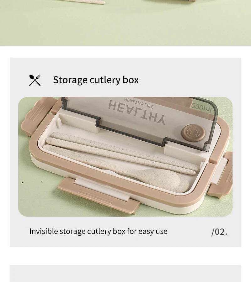 Description Picture 6 of itemMicrowave Dinnerware Food Lunchboxes School Child Plastic Lunch Container Bento Storage Cute Lunch Box for Kids Picnic School