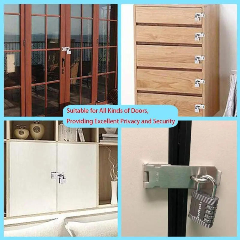 Description Picture 6 of itemDurable Stainless Steel Padlock Hasp Burglar-proof Household Shed Latch 90 Degree Right Angle Door Clasp Lock