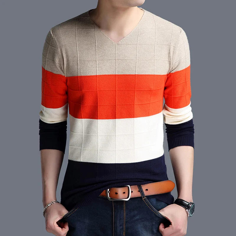 Description Picture 3 of itemMen's Sweater Korean Fashion Striped Pullover Sweaters Male Casual Cashmere Sweater Knitwear Winter Men's Coat