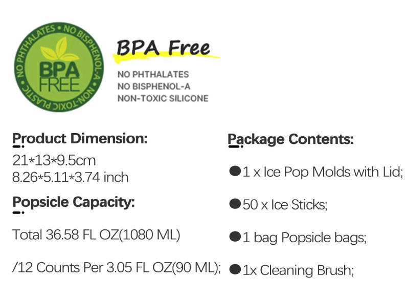 Description Picture 5 of itemSummer DIY Ice Cream Tools With Wooden Sticks Silicone Popsicle Molds Kitchen Accessories Quench Thirst Snacks for Children