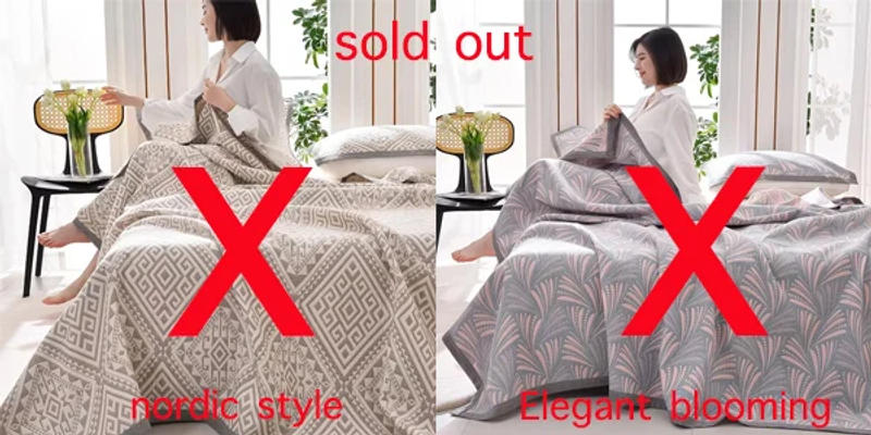 Description Picture 2 of item100% Cotton blanket summer bed linen Jacquard Bed blankets 3 layers bedspreads and coverlets stitch Plaid home bedding bed Sheet
