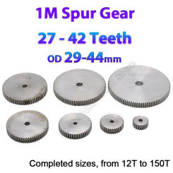 1 Modulu 1M Spur Gear 27 28 29 30 31 32 33 34 35 36 37 38-42 Teeth Cylindrical Flat Pinion Gears Metal Transmission Motor Gear