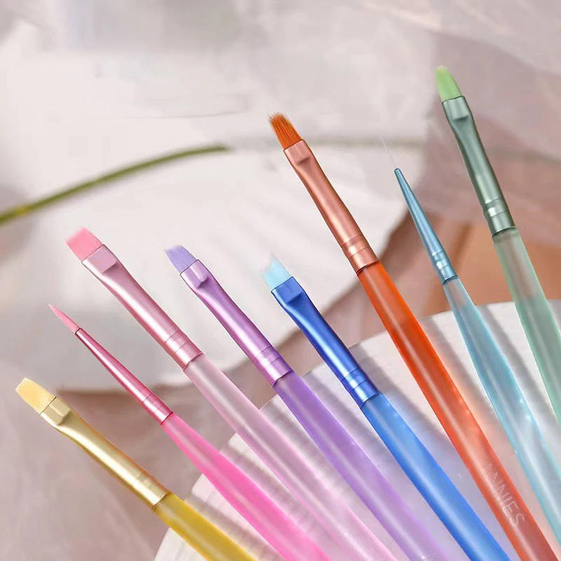 Description Picture 2 of item8pcs/Set Dopamine Nail Art Brush Design Tip Painting Carving Dotting Pen Flatfan Liner Acrylic Gel Uv Polish Manicure Tools