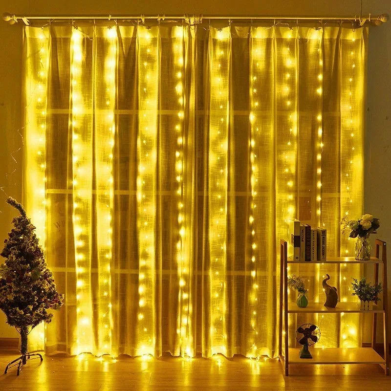 Description Picture 6 of itemLED Garland Curtain Lights 8 Modes USB Remote Control Fairy Lights String for Christmas Decor Home Wedding Holiday Party Lamp