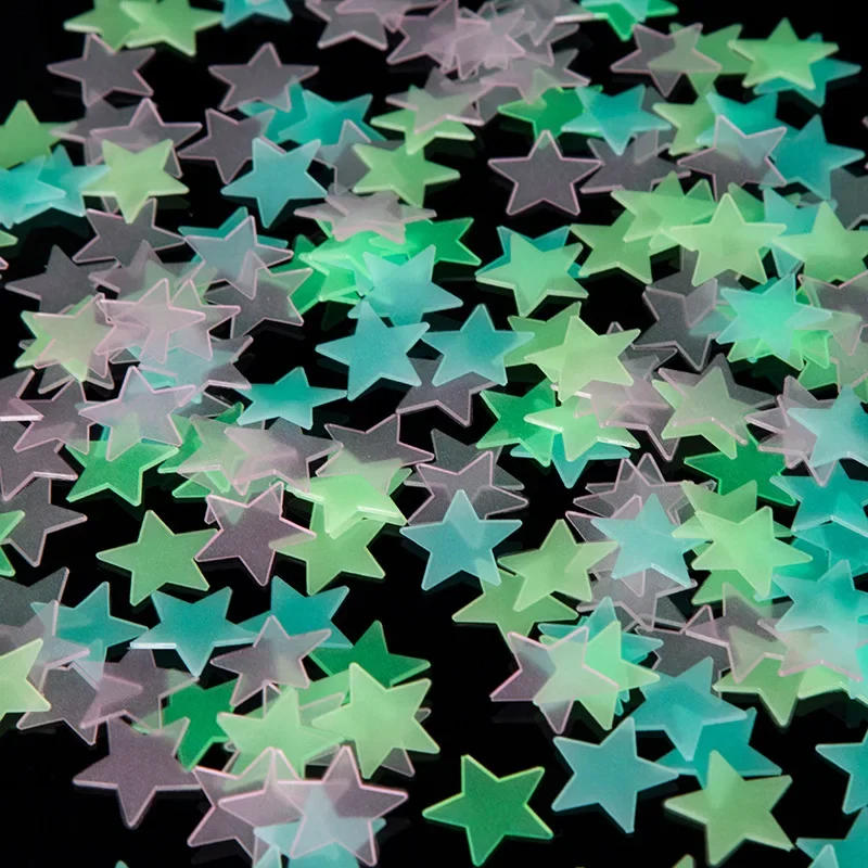 Description Picture 4 of item100pcs/set  Pvc Stars Glow Stickers Luminous in Dark Night Wall Art 3D Home Decals for Kids Room Ceiling Switch Decoration
