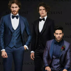 Wedding Men'S Suits Slim Fit Satin Custom Large Size Elegant Dress Male Costume 3 Pieces Blazer Sets (Jacket+Pants+Vest)