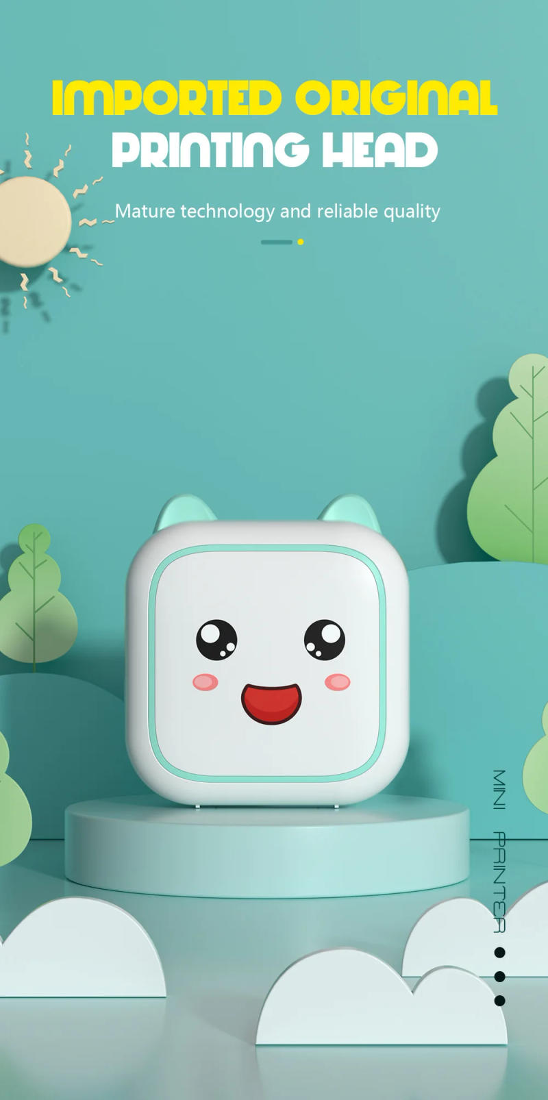 Description Picture 4 of itemMini Smile Printer Inkless With Thermal Paper Adhesive Photo Label Recorder Graffiti Printing Bluetooth Wirelss Maker For Home