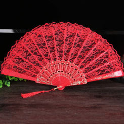 Gothic Mesh Folding Fan With Tassels Single Layer Lace Handheld Fan Performance Dancing Party Photography Props Home Decoration
