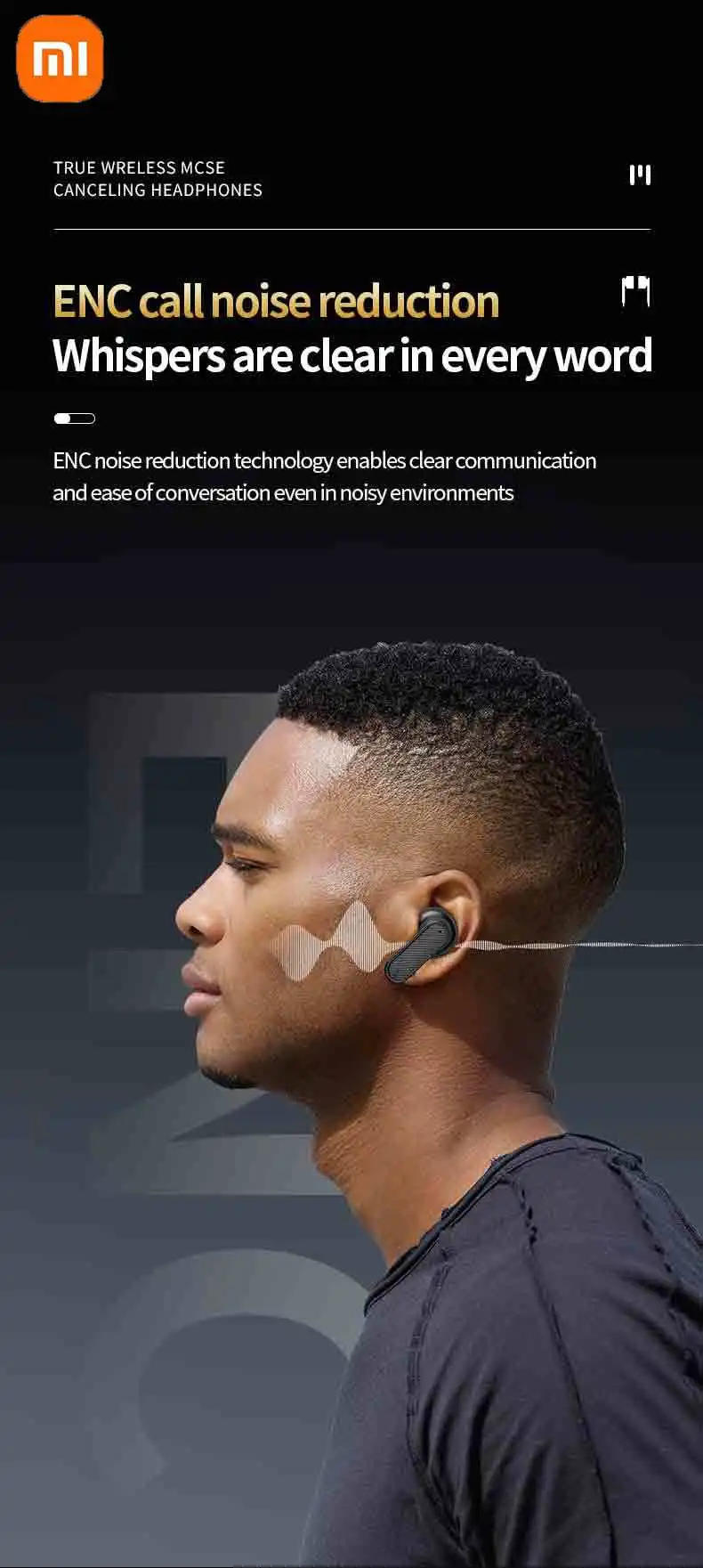 Description Picture 4 of itemXiaomi TWS Earbuds ANC Active Noise Cancelling Earphones with Touch Control LCD Screen Heavy Bass Premium Sound ENC Microphone