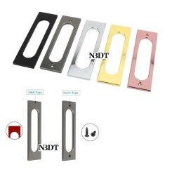 1Piece Aluminum Rectangle Hollow Out Finger Pull For Sliding Glass Door Window Sticking Screw Mount Rose Gold Titanium Black