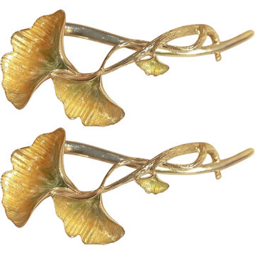 Lalafina Gold Hair Clips Womens Hair Clips 2Pcs Ginkgo Leaf Hair Clips Metal Leaf Hair Barrettes Hair Bun Holder Clips