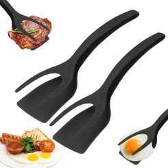 2 In 1 Shovel Clip Silicone Grip Flip Tongs Egg Steak Spatula Tongs Clamp Pancake Fried Turners Cooking Tool Kitchen Accessories