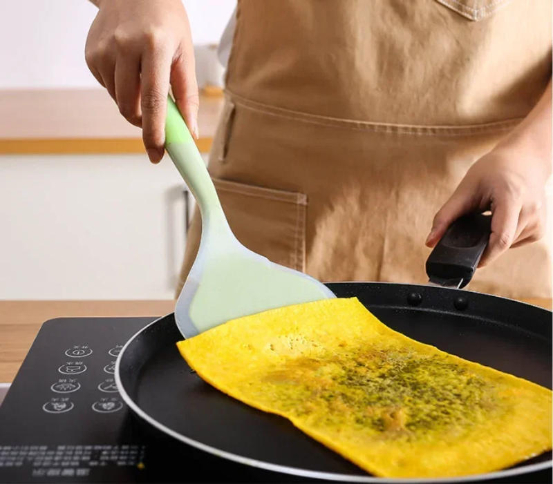 Description Picture 3 of itemSilicone Pancake Turner Non-stick Fried Egg Turner Beef Meat Pizza Clips Food Grade Spatula BBQ Tools Kitchen Cooking Utensils