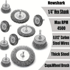 Wire Brush Wheel Set, Drill Bit with Wire Brush 1/4 Inch Hexagonal Handle, used for Cleaning Rust Peeling Grinding Drill Bit