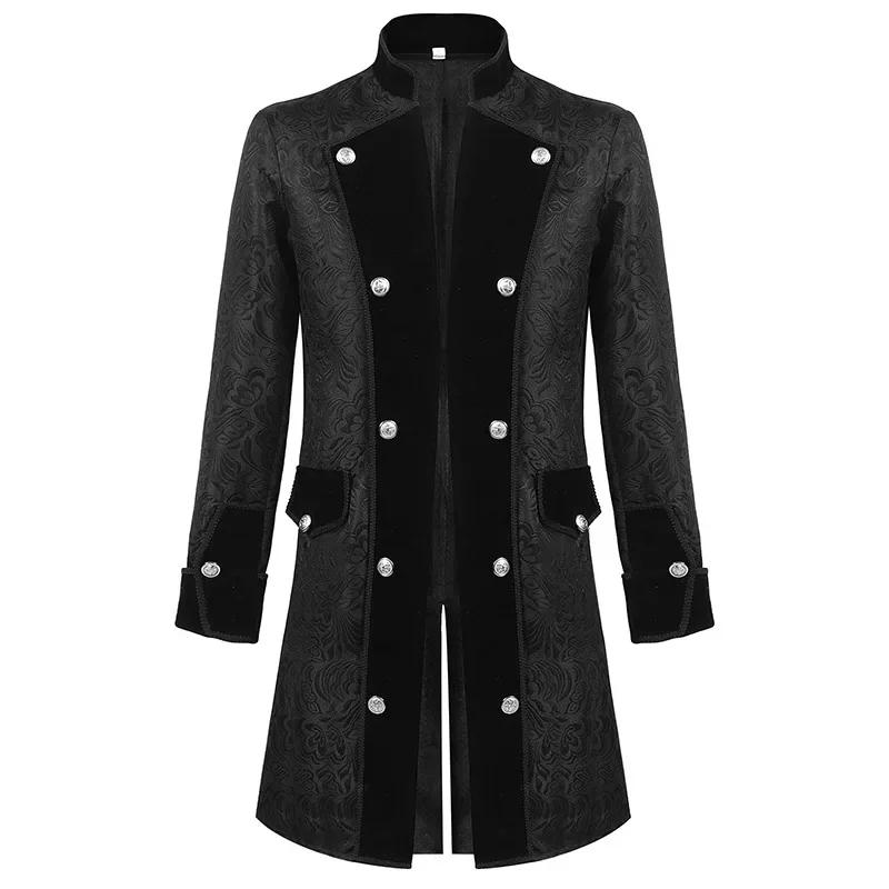 Description Picture 4 of itemMedieval Men Gothic Trench Coat Victorian Uniform Halloween Costume Steampunk Renaissance Jacket Double-breasted Clothing