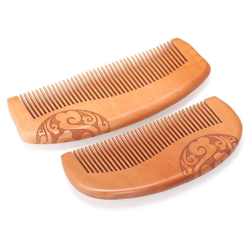 Description Picture 3 of itemChinese Natural Peach Wood Handcrafted Fine Tooth Comb Anti-Static Head Massage Beard Classic Comb Hair Styling Hair Care Tool