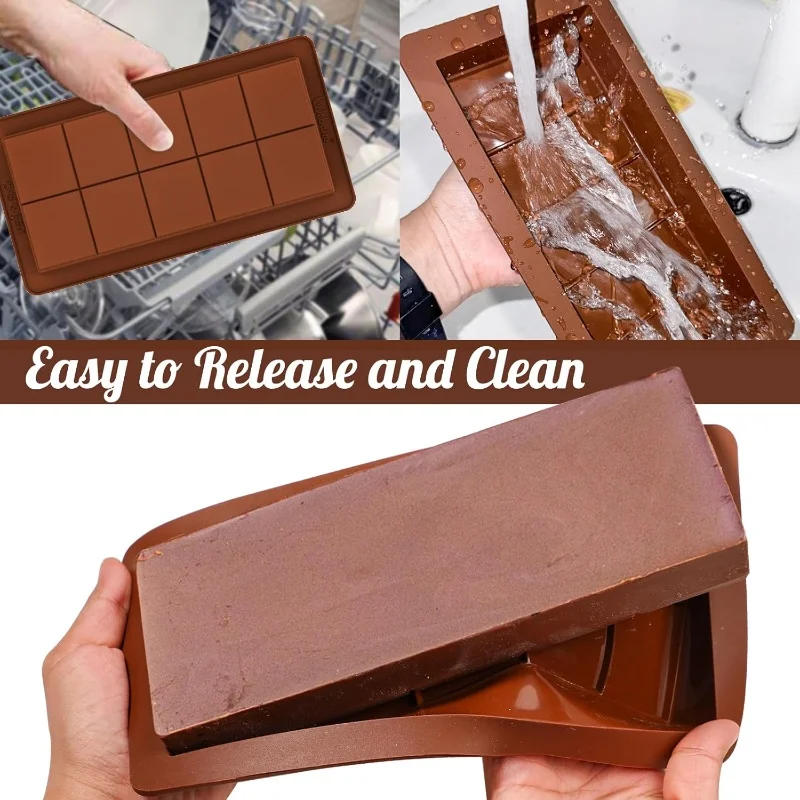 Description Picture 5 of item2pcs Chocolate Mold Silicone Bars Making Set,Break Apart Wax Melt Mold,Easy Release Mould Rectangle Durable NonStick for Protein