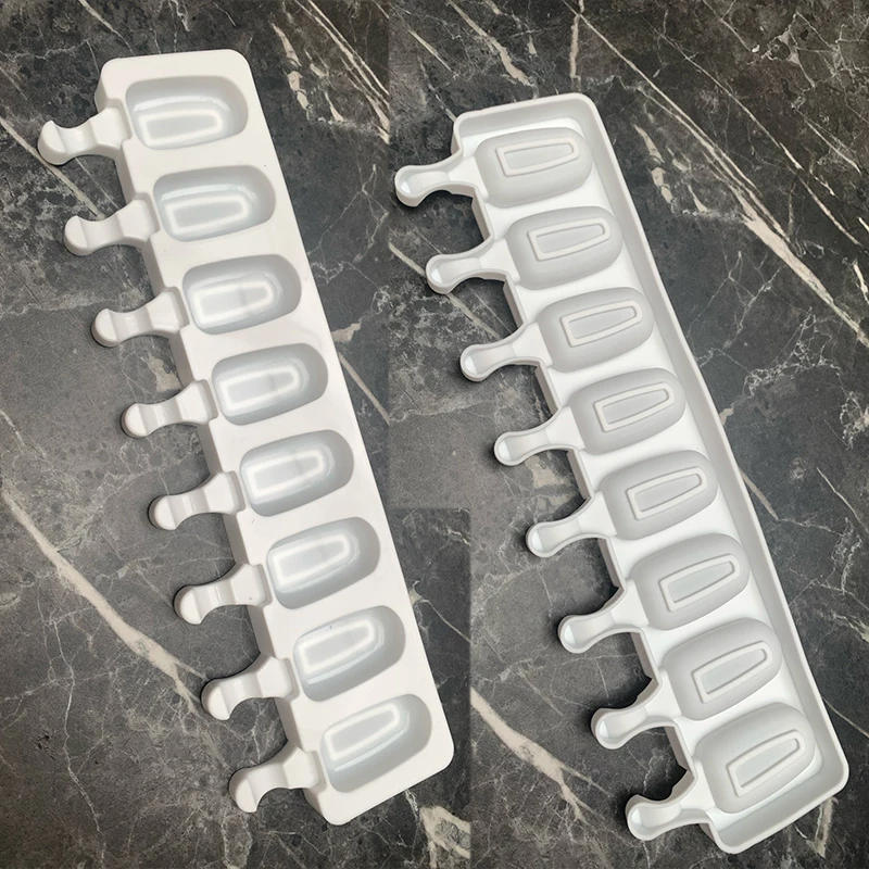 Description Picture 5 of item4/8 Hole Food Grade Silicone Ice Cream Mold Ice Pop Cube Popsicle Mold With Sticks Dessert DIY Magnum Cake Mold Ice Cream Maker