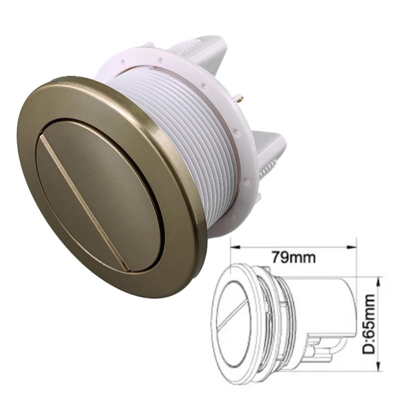 Description Picture 3 of item1pc Toilet Push Button Dual Flush Air Type Pneumatic Tank Switch Brushed Brass Gold Twin Hose Water Press Flush Button Parts
