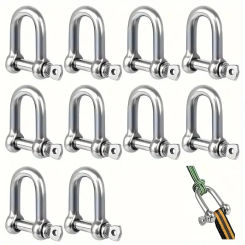 5PCS D Shackle Titanium Steel Heavy Duty with Screw Pins for Chain Wire Rope Lifting Camping