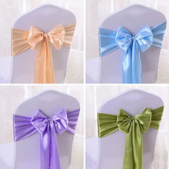 10/50pcs Chair Stretch Sash Wedding Chair Bow Band Hotel Business Banquet Chair Decor Birthday Party Outdoor Camping Chair Sash