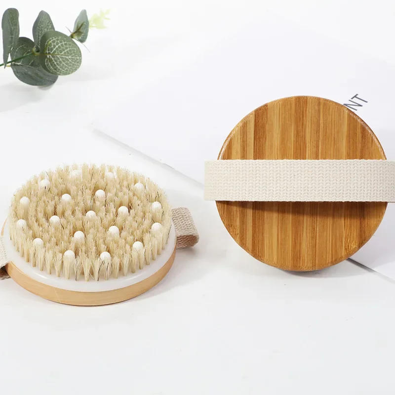 Description Picture 3 of item1pcs Exfoliating Wooden Body Massage Shower Brush Natural Bristle Bath Brush Soft SPA Woman Man Skin Care Wet Dry Body Brush