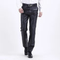 Free Shipping 2024 Men's New Pu Straight Pants High Waist Black Color Waterproof and Windproof Artificial Leather Long Trousers