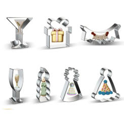 1pcs Birthday Banner Candle Wine Glass Fondant Cake Embossing Mold Cutting Die Cookie Cutter Biscuit Pastry Baking Tool