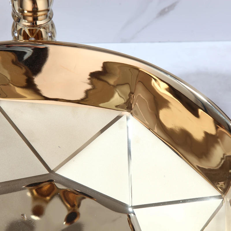 Description Picture 5 of itemKEMAIDI Gold Ceramic Wash Basin Retro Counter Basin Mixer for Home Hotel Bathroom Wash Basin Sink with Faucets Accessories