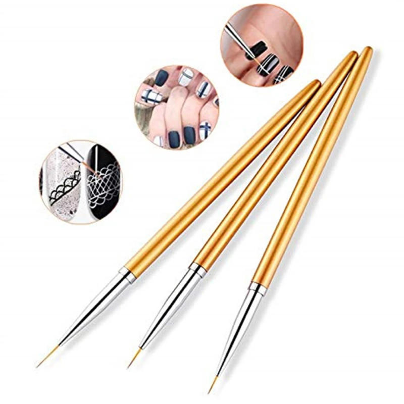 Description Picture 3 of item3Pcs Acrylic French Stripe Nail Art Liner Brush 3D Tips Line Stripes DIY Drawing Pen UV Gel Brushes Painting Pen Manicure Tools