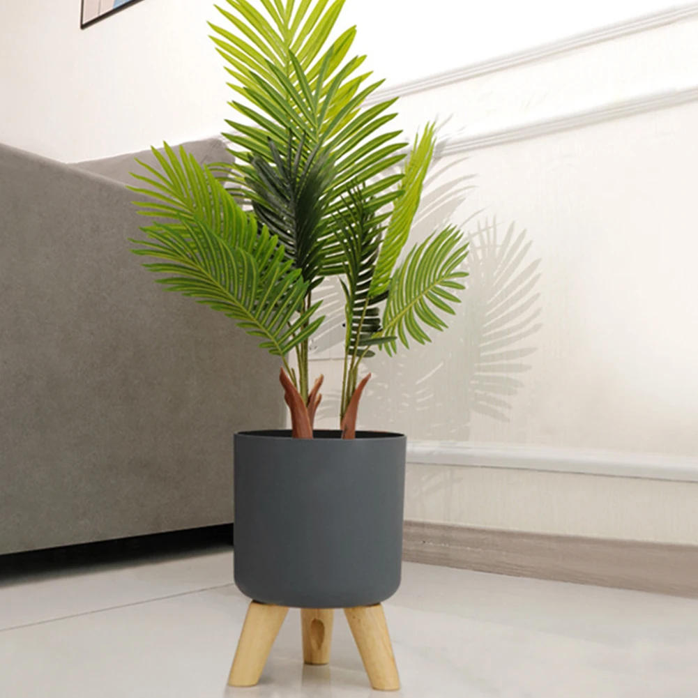 Description Picture 5 of itemFloor-standing Round Flower Pot Feet Herbs Self Watering Drainage System Bonsai For Plants With Wooden Legs Nursery Modern