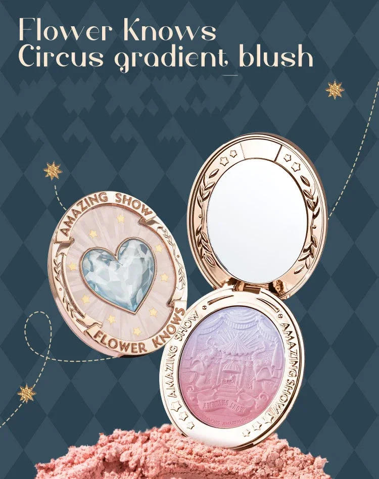 Description Picture 4 of itemFlower Knows Blush Makeup Flower Knowing Circus Blue Purple Gradient Blusher Matte Natural Glow Face Powder Blushes 5g/0.17OZ