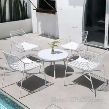 Outdoor Patio Furniture Table Chair Courtyard Waterproof and Sun Protection Modern Outdoor Garden Balcony Iron Leisure Furniture