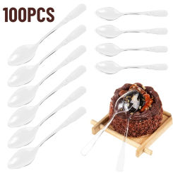 100PCS Mini Clear Plastic Spoons Disposable Dessert Spoons Flatware Spoons Appetizer Jelly Ice Cream Scoop Disposable Utensils
